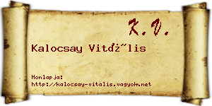Kalocsay Vitális névjegykártya